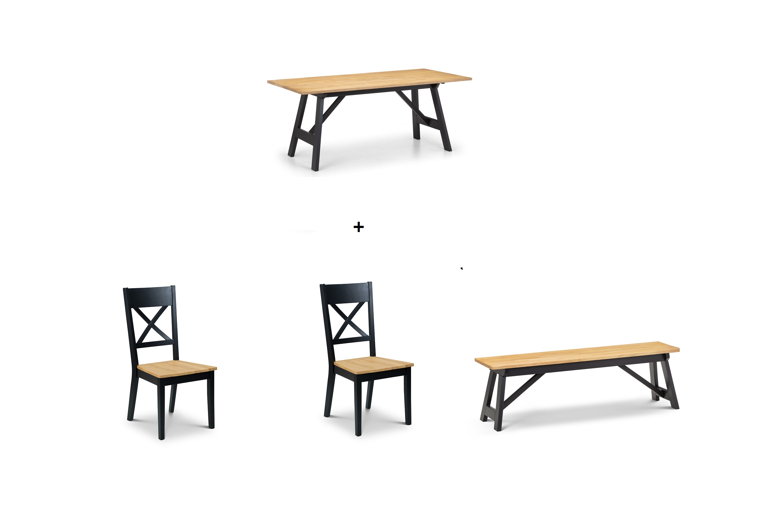 Hockley Black & Oak Dining Set (Pre-Order Bench Options Only)