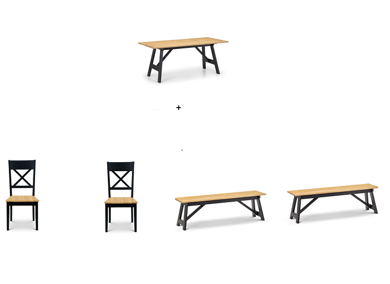 Hockley Black & Oak Dining Set (Pre-Order Bench Options Only)