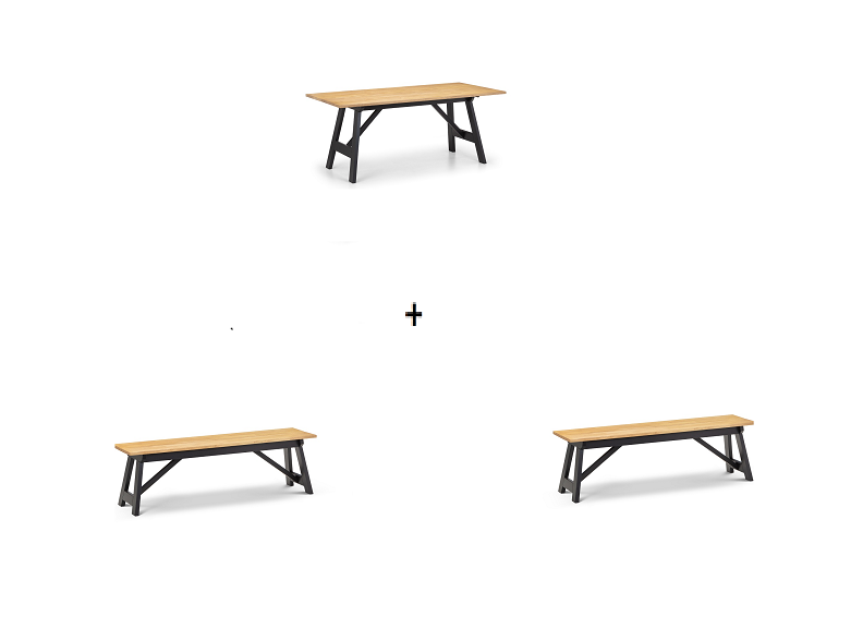 Hockley Black & Oak Dining Set (Pre-Order Bench Options Only)