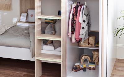 Horizon Bunk Bed - Pale Wood & White Finish with Built-in Storage & Glow-in-the-Dark Steps | Homeline Furniture