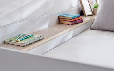 Horizon Bunk Bed - Pale Wood & White Finish with Built-in Storage & Glow-in-the-Dark Steps | Homeline Furniture
