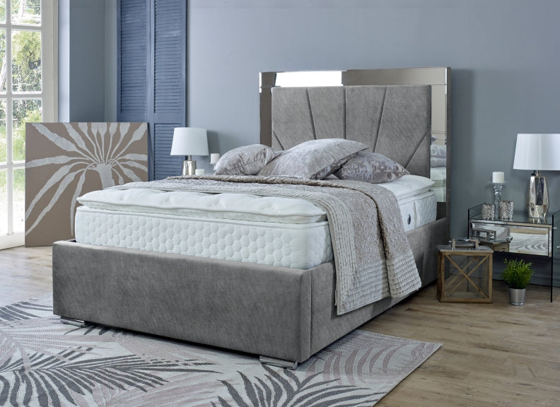 Horizon Fabric Mirrored Bed