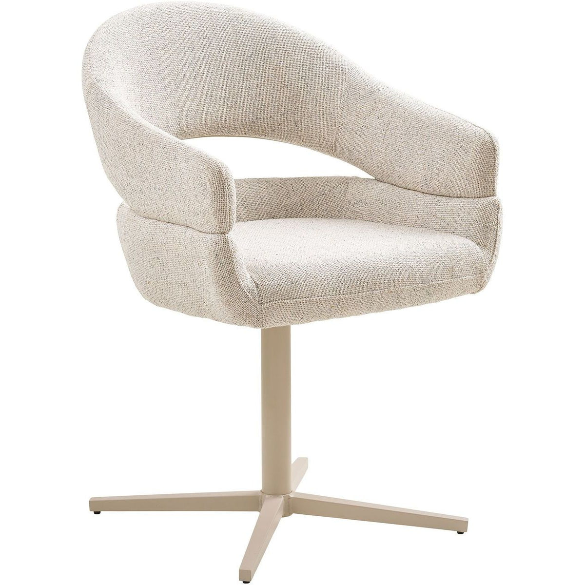 House Nordic Dover HN1015 swivel dining chair, beige heathered upholstery and sand-coloured metal legs