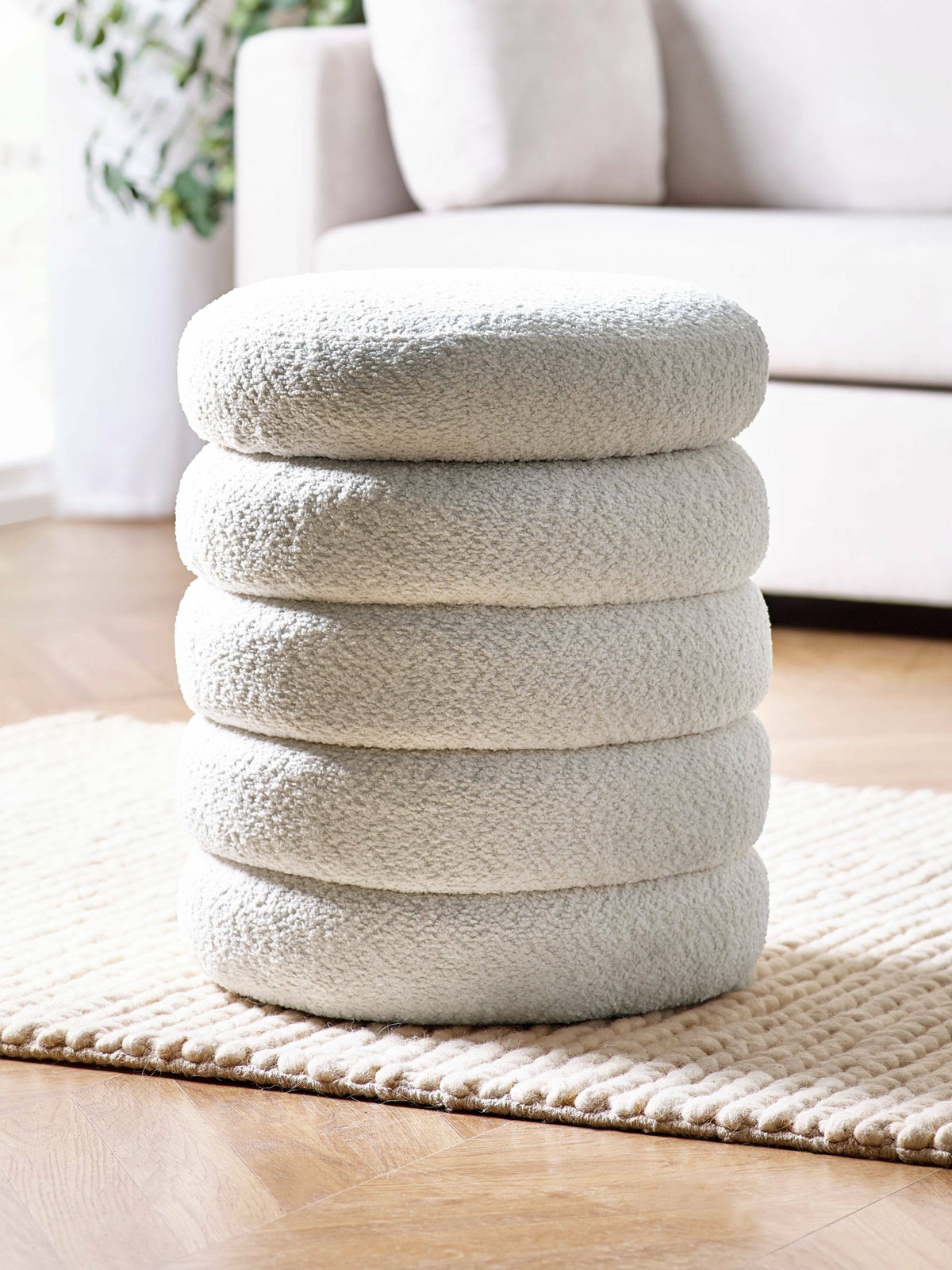 Hailey Ivory Bouclé Upholstered 40cm Storage Stool (oos)