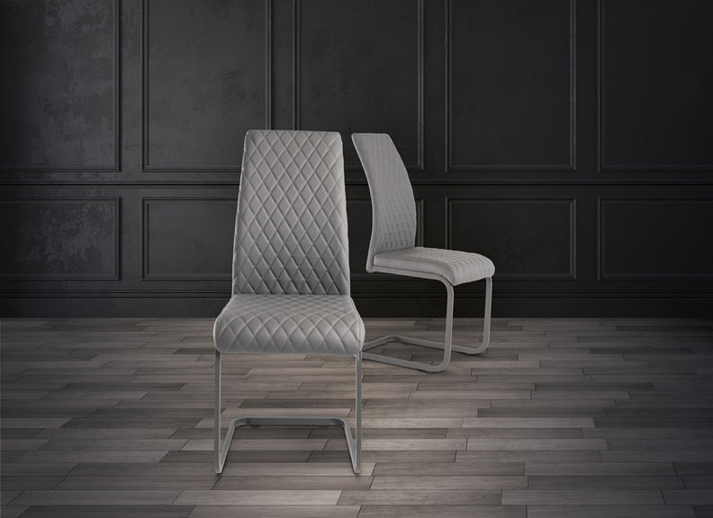 Hudson Grey Faux Leather Chairs - room