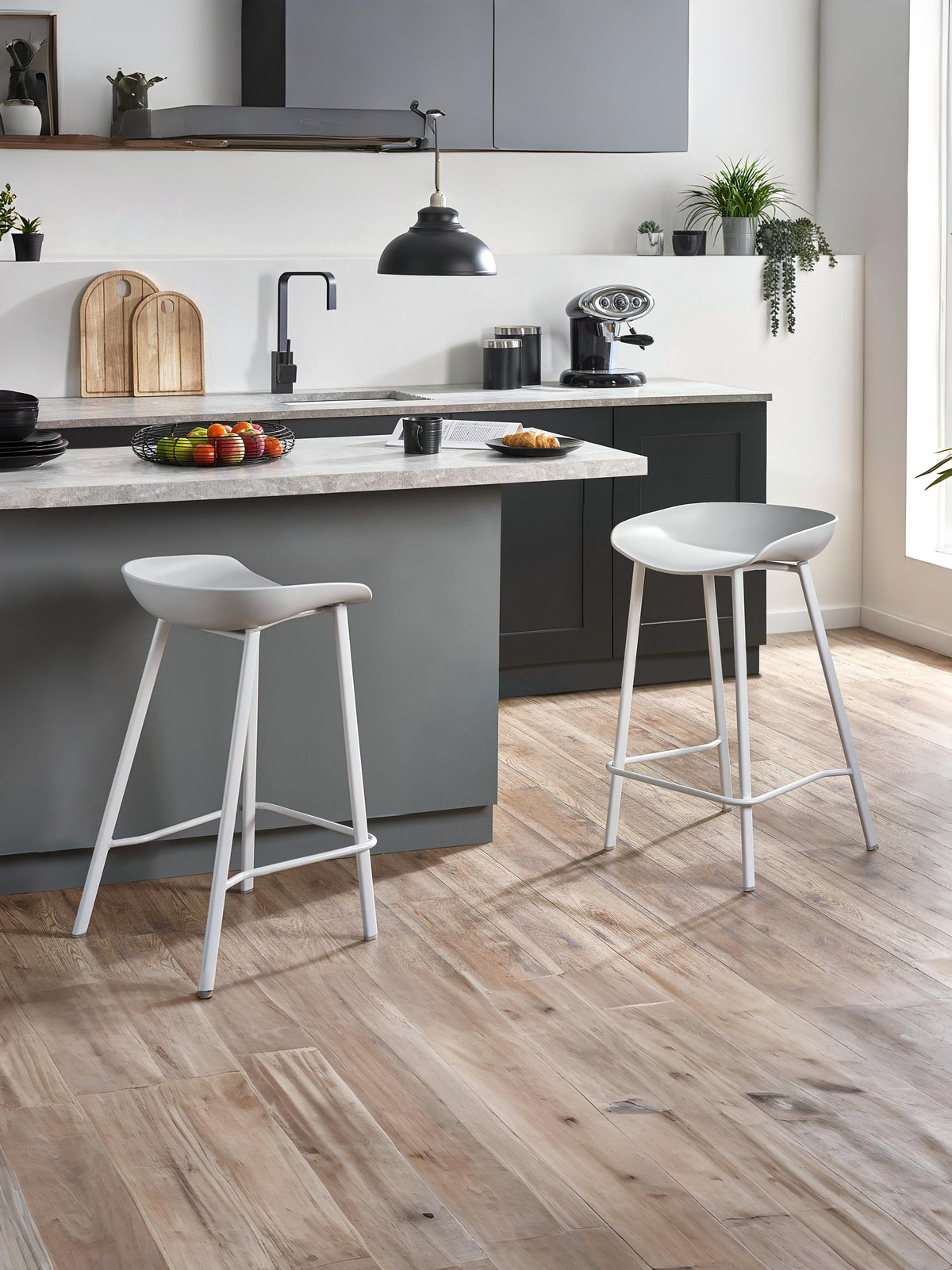 Set Of 2 Renzo Bar Stool Grey