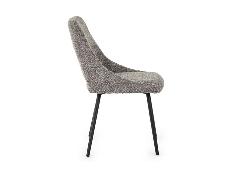 Iris Boucle Dining Chair – Grey, Glamorous Retro Design