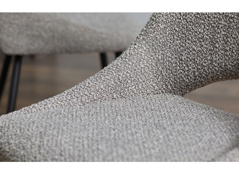 Iris Boucle Dining Chair – Grey, Glamorous Retro Design
