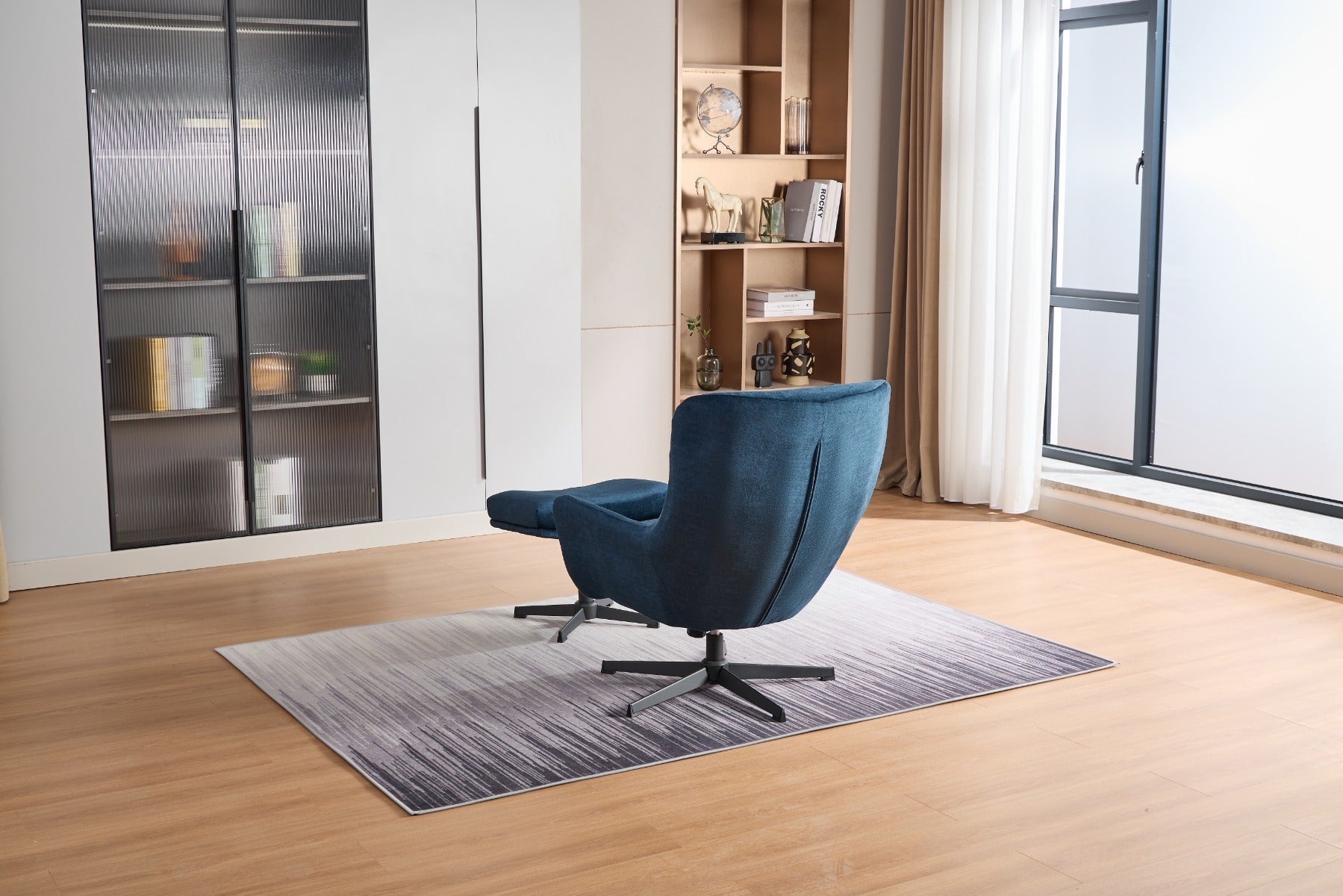 Isla Swivel Recliner Chair with Footstool in Deep Ocean – 360° Rotation for Ultimate Comfort | Free Nationwide Delivery by Homeline Furniture