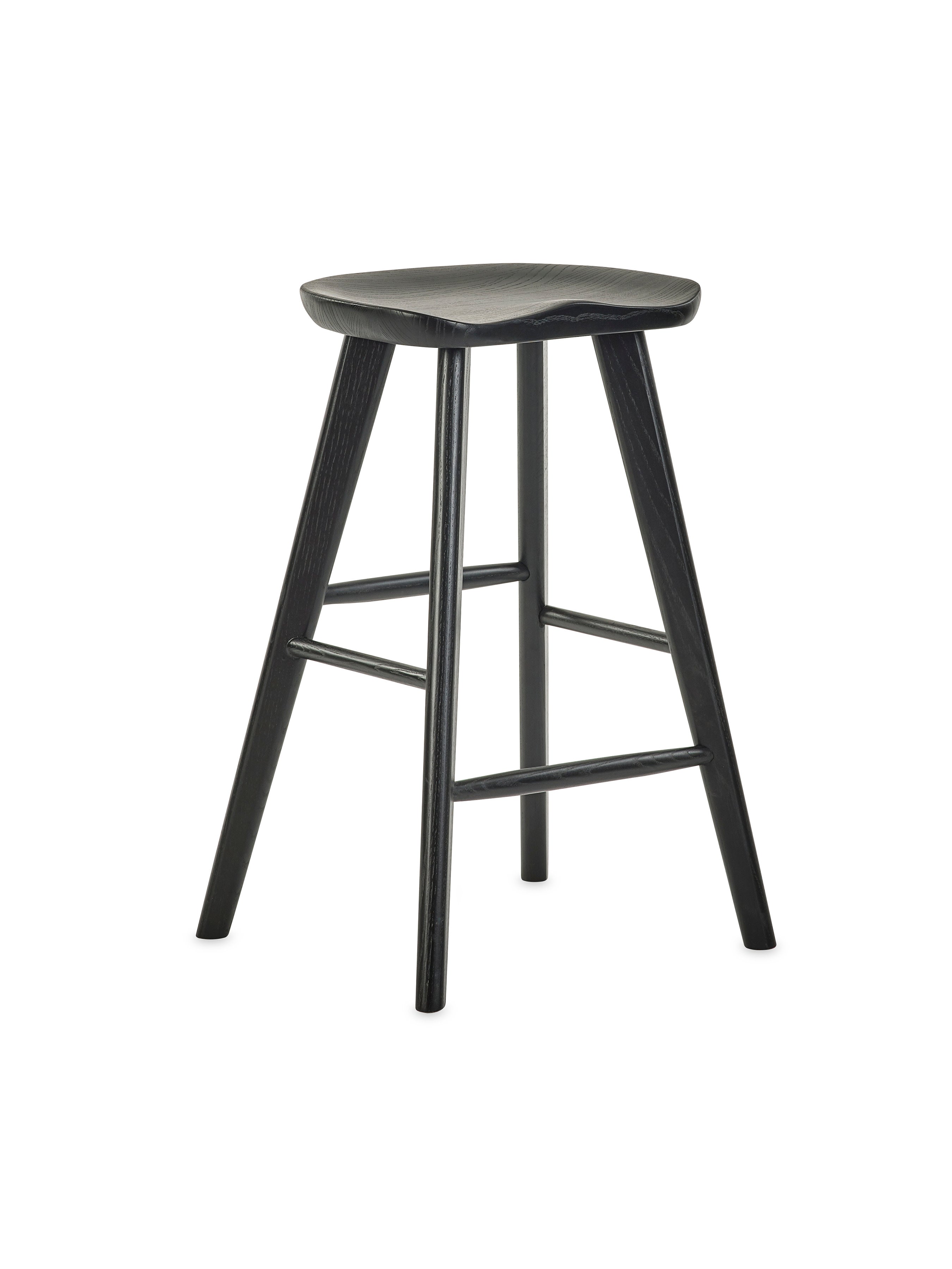 Mulu Black Solid Oak Bar Stool