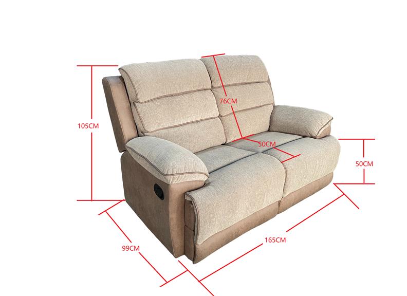 Jessica Fabric Two Seat Sofa Manual Recliner – Two Tone Brown & Beige Fabric 2RR Couch Living Room Suite (Copy)