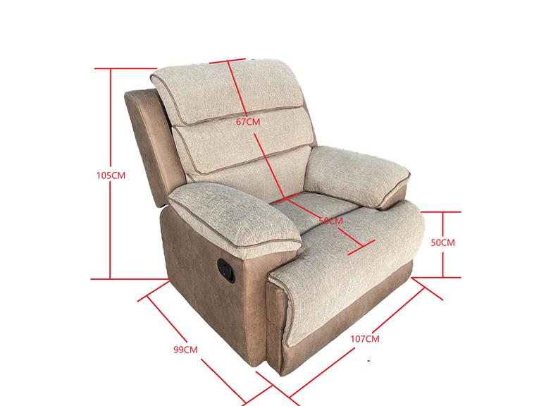 Jessica Fabric Manual Reclining Armchair – Two Tone Brown & Beige Fabric Armchair