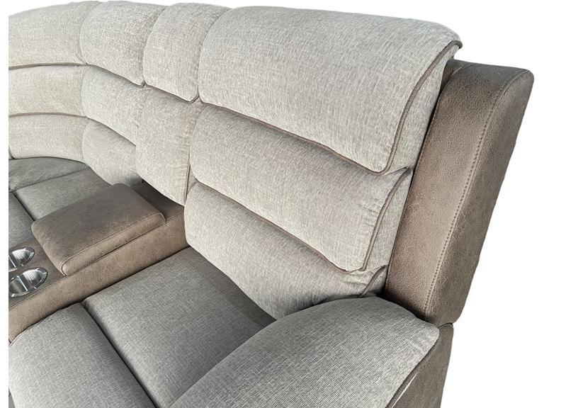 Jessica Fabric Two Tone Corner Sofa With Console – Two Tone Brown & Beige Fabric Sectional Sofa