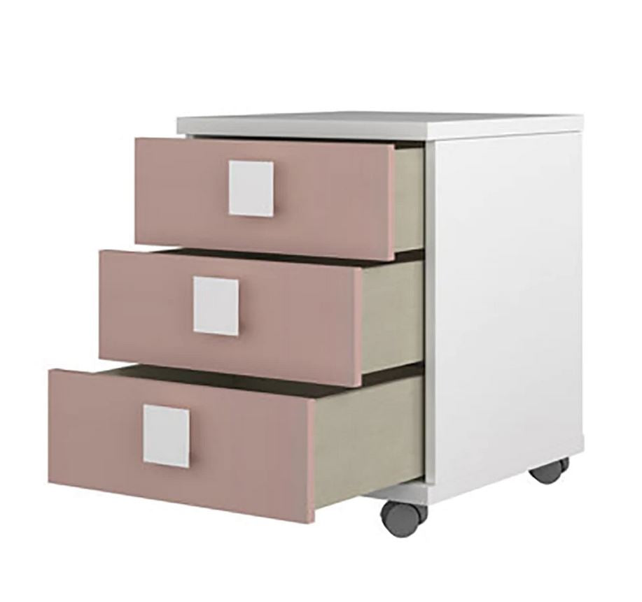 Jules White Drawers with Antique Pink Accents