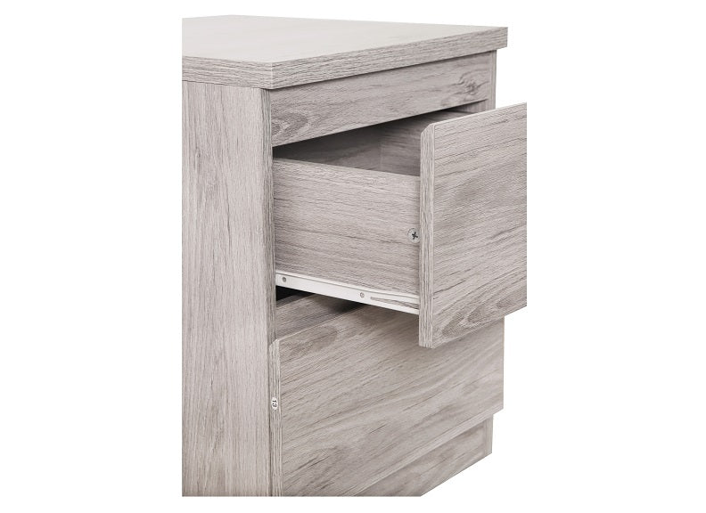 Jupiter Grey Oak Bedside Table with Two Drawers