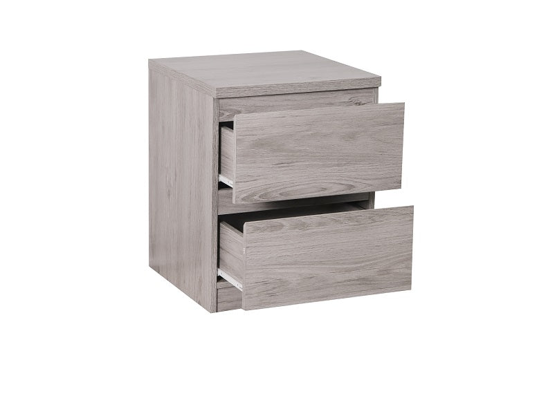 Jupiter Grey Oak Bedside Table with Two Drawers