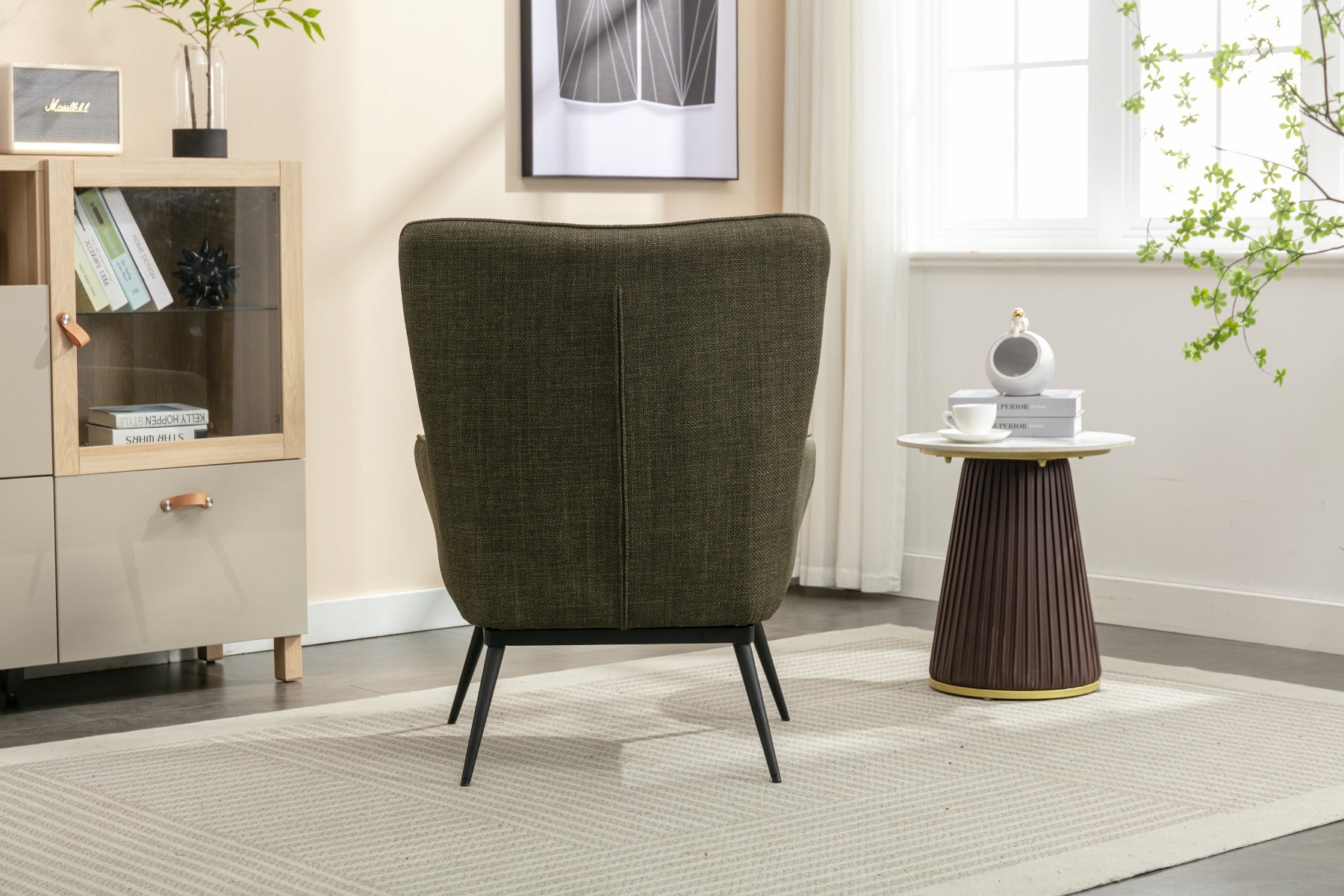 Katelyn Accent Chair with Stool Moss Green