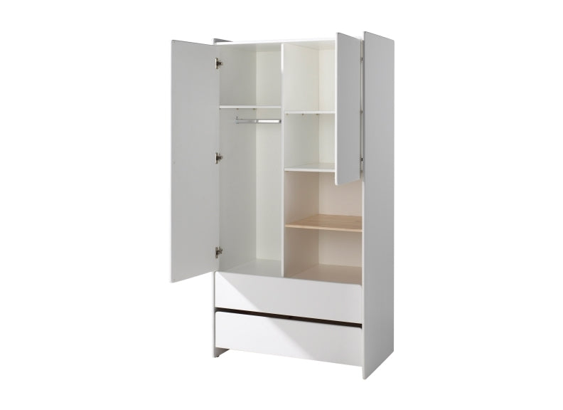 Kiddy White Two Door Wardrobe - inside