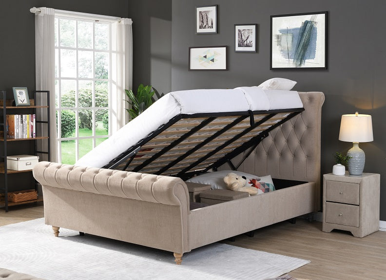 Kilkenny Mink Storage Bed - open
