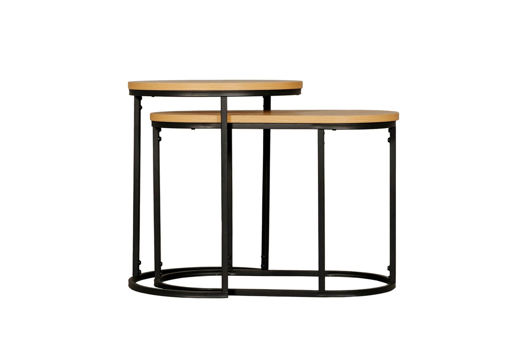 Kinsley Nest of Tables – Brown Melamine with Black Metal Frame1