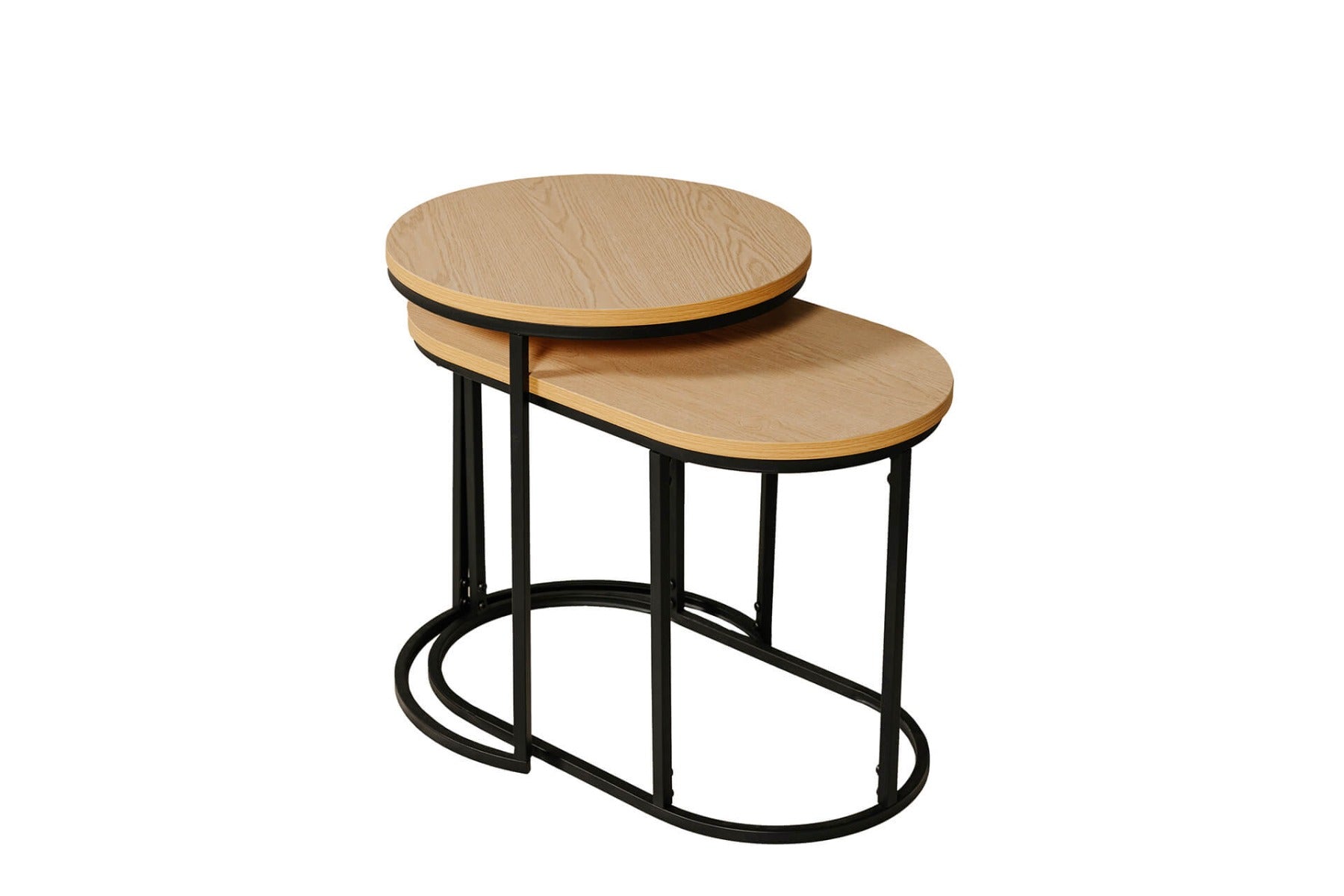 Kinsley Nest of Tables – Brown Melamine with Black Metal Frame1