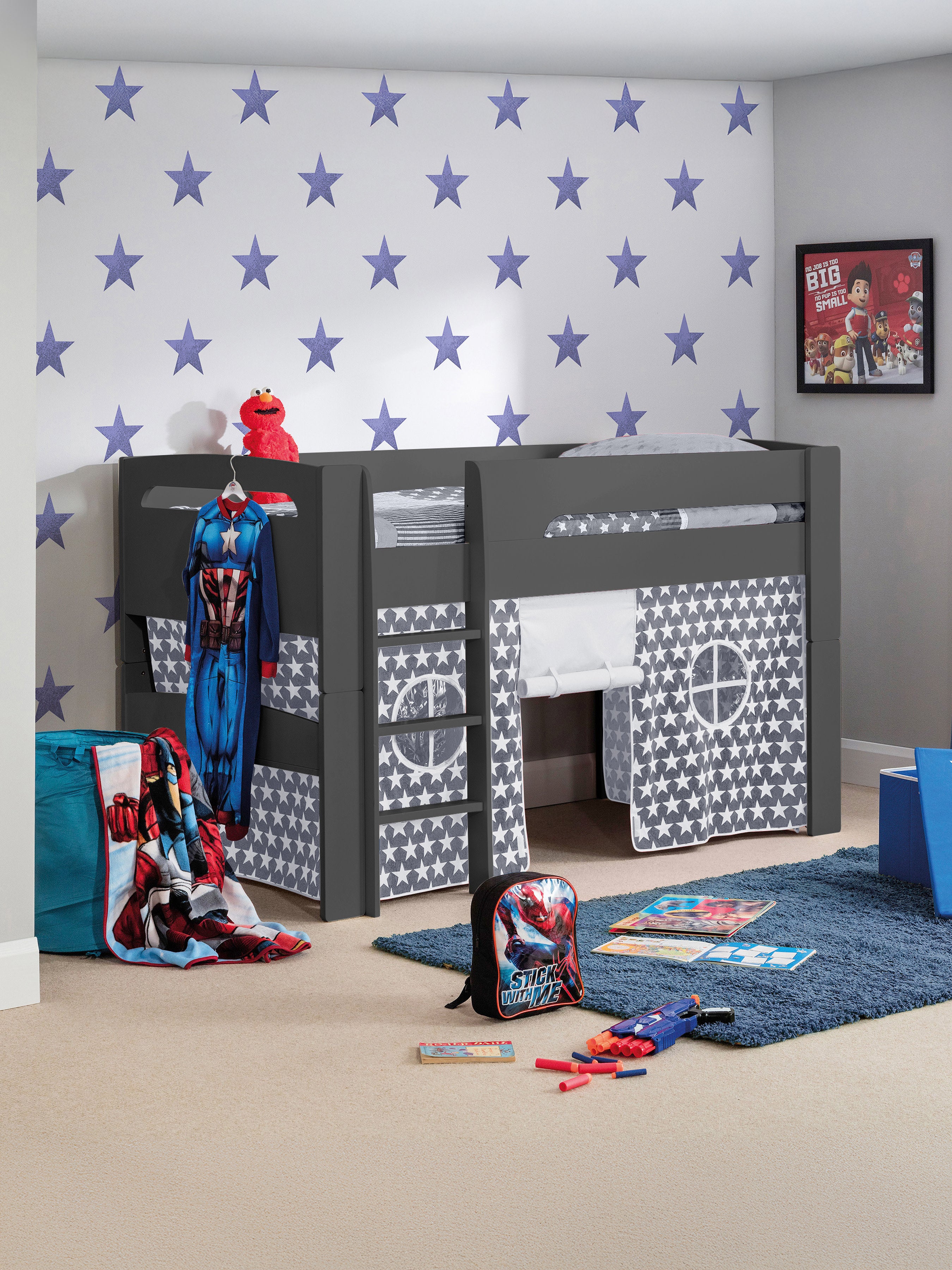 Pluto Anthracite 90cm Single Midsleeper with Grey Star Pluto Tent