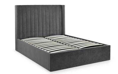 Langham Scalloped Headboard Storage Bed 135cm - Grey: Elegant Comfort and Functional Design by Homeline Furniture (Free Nationwide Delivery in 3-5 Weeks)