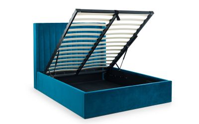 Langham Scalloped Headboard Storage Bed 135cm - Teal: Luxurious Comfort and Practical Storage by Homeline Furniture (Free Nationwide Delivery in 3-5 Weeks)