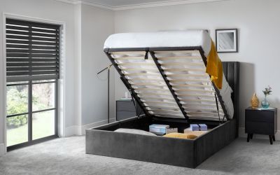 Langham Scalloped Headboard Storage Bed 135cm - Grey: Elegant Comfort and Functional Design by Homeline Furniture (Free Nationwide Delivery in 3-5 Weeks)