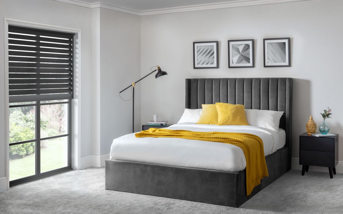 Langham Scalloped Headboard Storage Bed 150cm - Grey: Sophisticated Elegance and Practical Storage by Homeline Furniture (Free Nationwide Delivery in 3-5 Weeks)