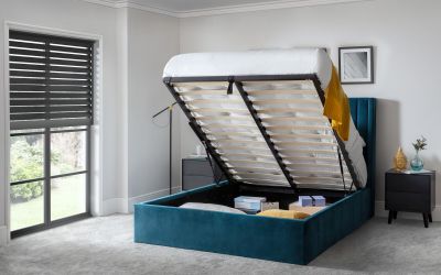 Langham Scalloped Headboard Storage Bed 135cm - Teal: Luxurious Comfort and Practical Storage by Homeline Furniture (Free Nationwide Delivery in 3-5 Weeks)
