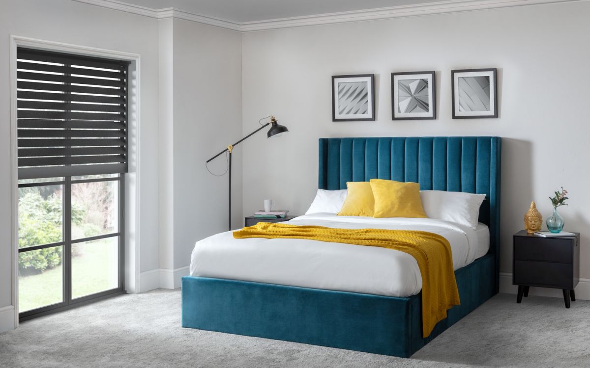 Langham Scalloped Headboard Storage Bed 150cm - Teal: Luxurious Comfort and Practical Storage by Homeline Furniture (Free Nationwide Delivery in 3-5 Weeks)