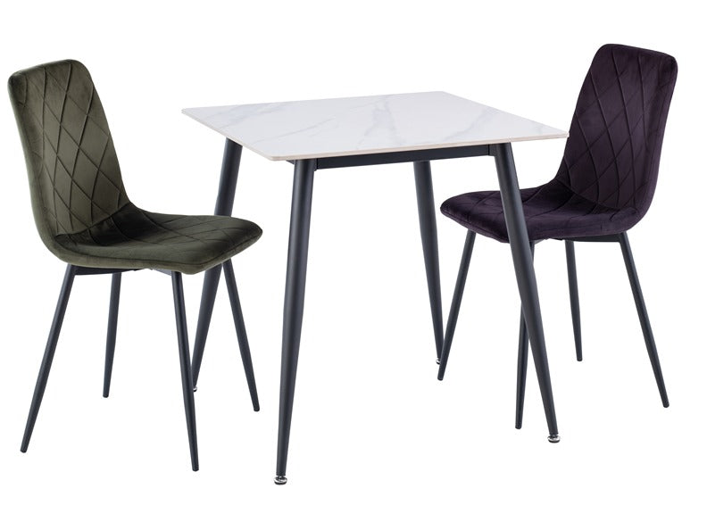 Lavina White Table & Bella Velvet Chairs