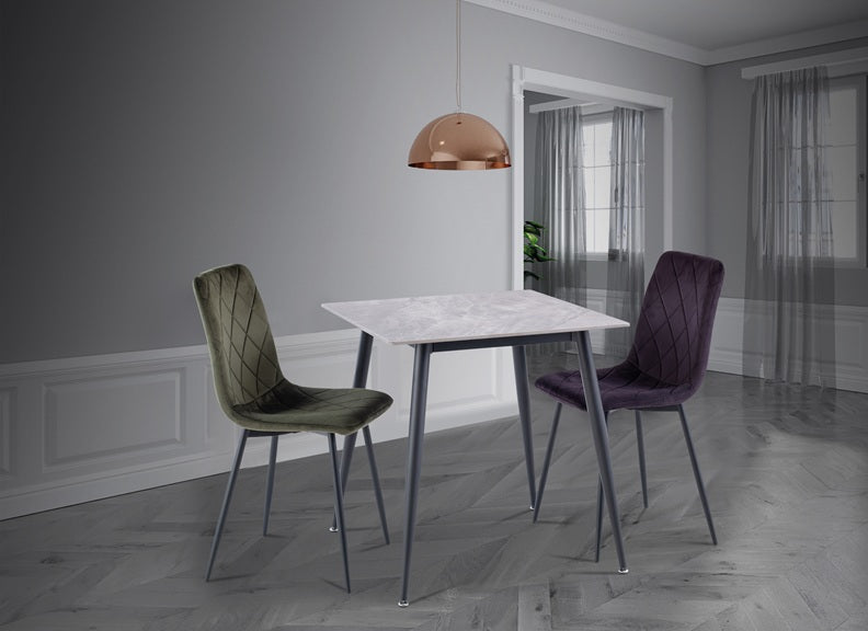 Lavina Grey Table W/Bella Velvet Chairs