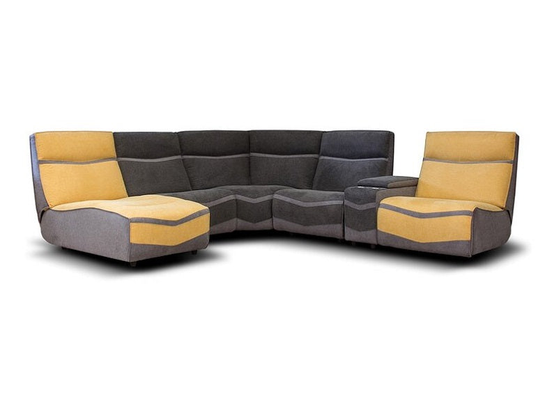 Lazio Grey & Mango Corner Sofa W/Drinks Console