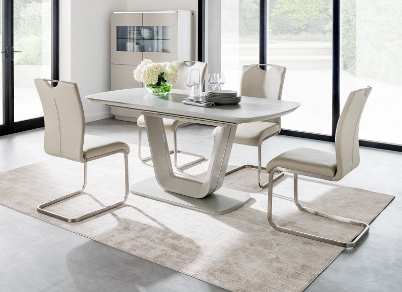 Sabina Ext Table + Lazzaro PU Taupe 
