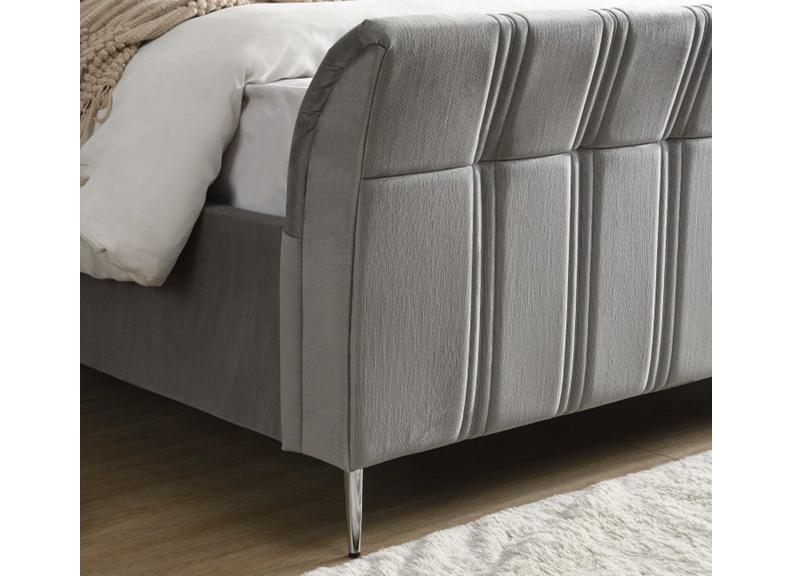 Leitrim Grey Fabric Bed Frame – Modern Upholstered Bed with Padded Headboard