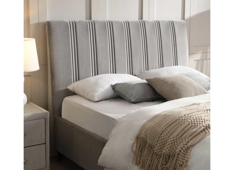 Leitrim Grey Fabric Bed Frame – Modern Upholstered Bed with Padded Headboard