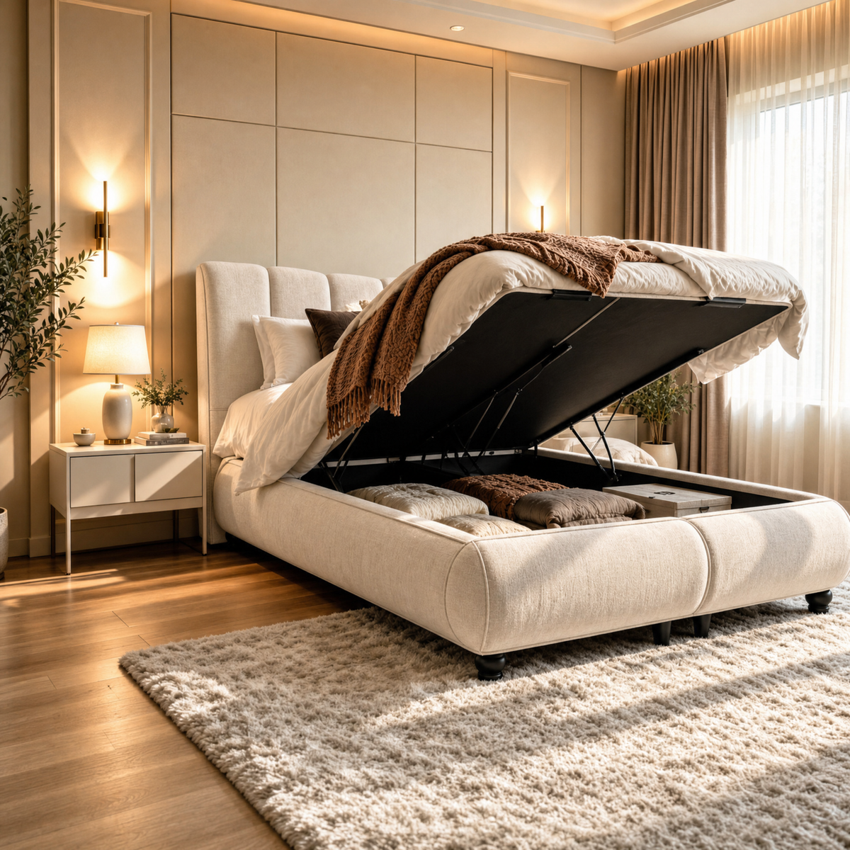 Leo Headboard – Beige Chenille Fabric