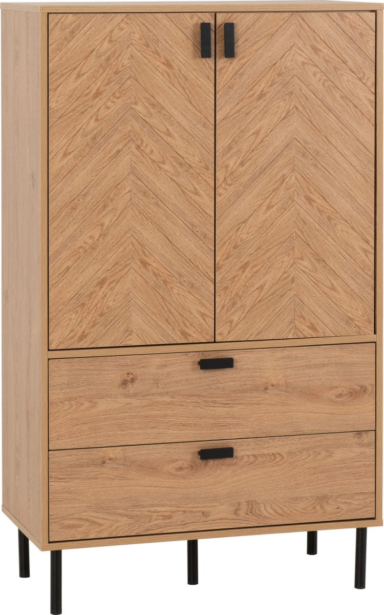 Leon 2 Door 2 Drawer Cabinet Medium Oak Effect
