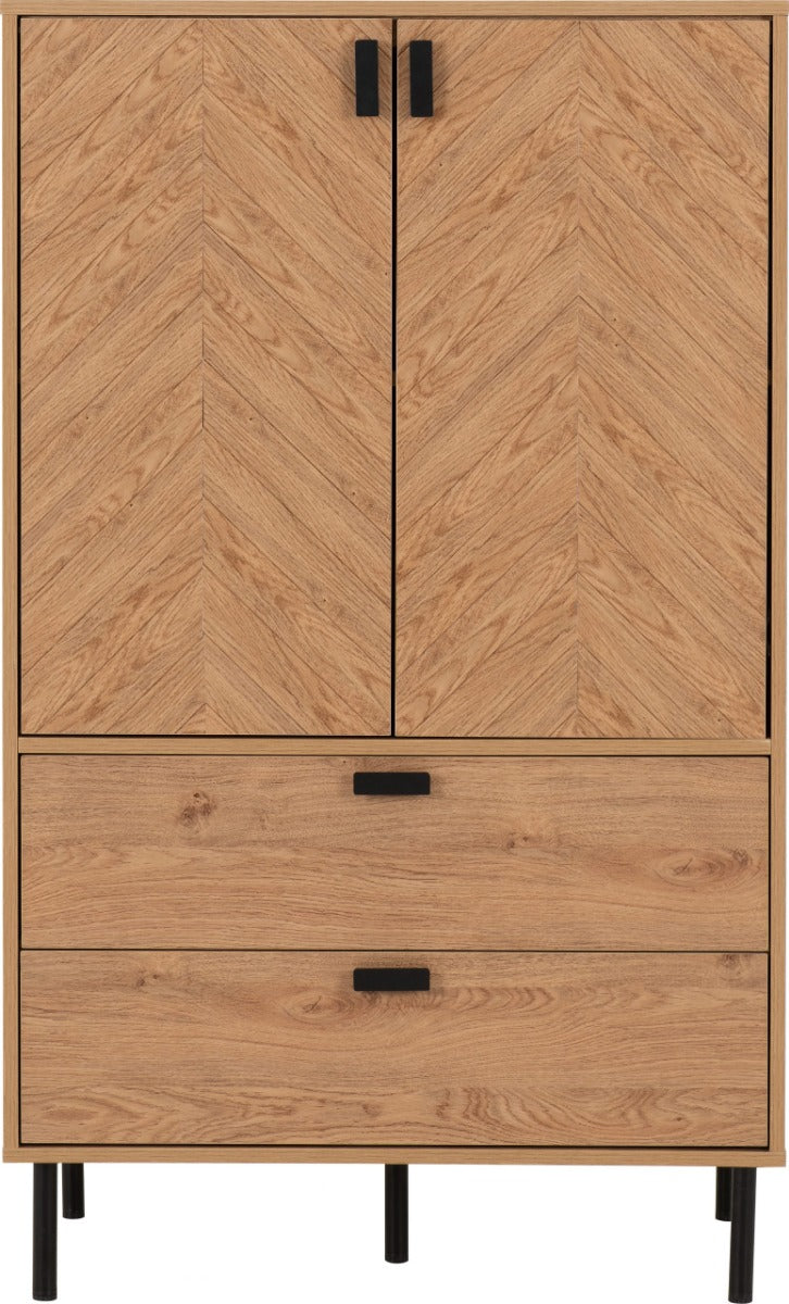 Leon 2 Door 2 Drawer Cabinet Medium Oak Effect