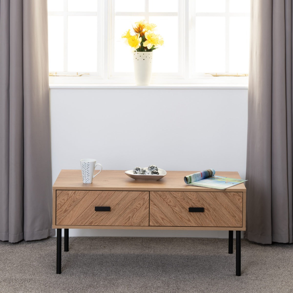 Leon Oak Effect Coffee Table W/Drawers