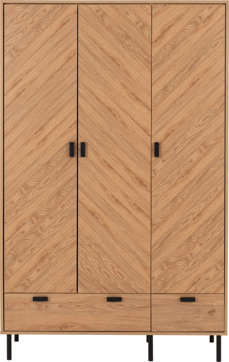 Leon 3 Door 2 Drawer Wardrobe Medium Oak Effect