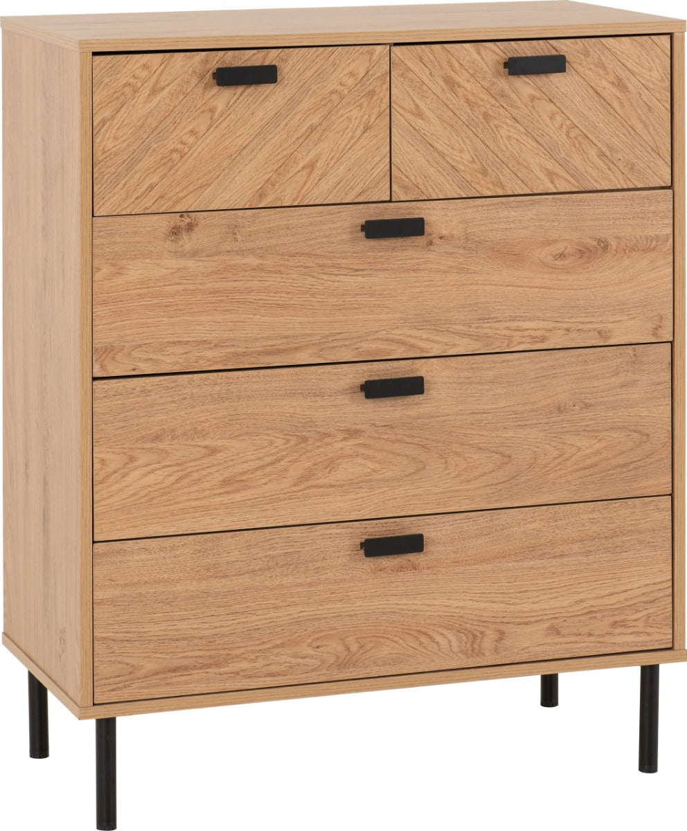 Leon Medium Oak Effect 3+2 Drawer Chest