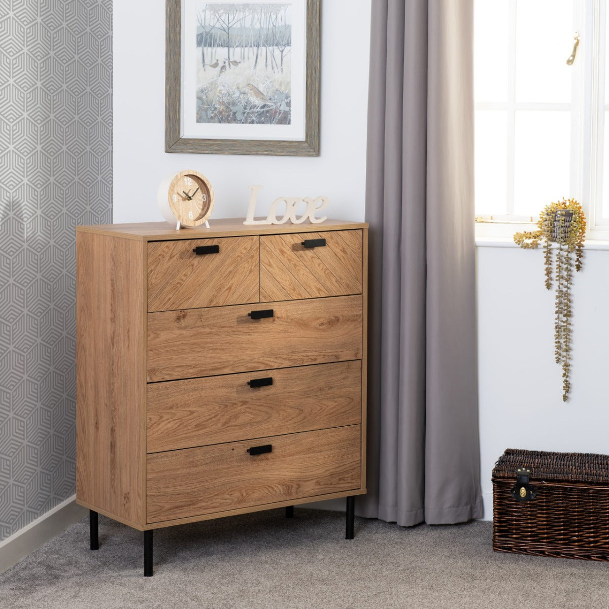 Leon Oak Effect 2+3 Drawer Chest