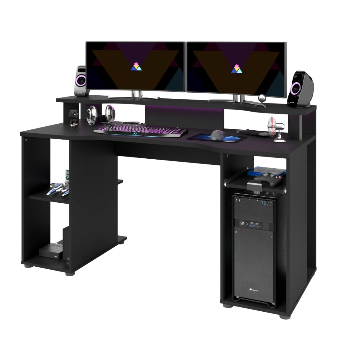 Level Gaming Desk in Dark Grey and Black - Sleek and Modern Design