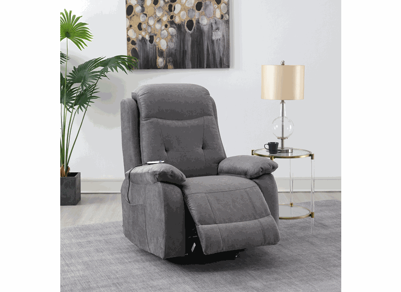 Linda Leather Grey Lift & Rise Armchair W/Massage Function