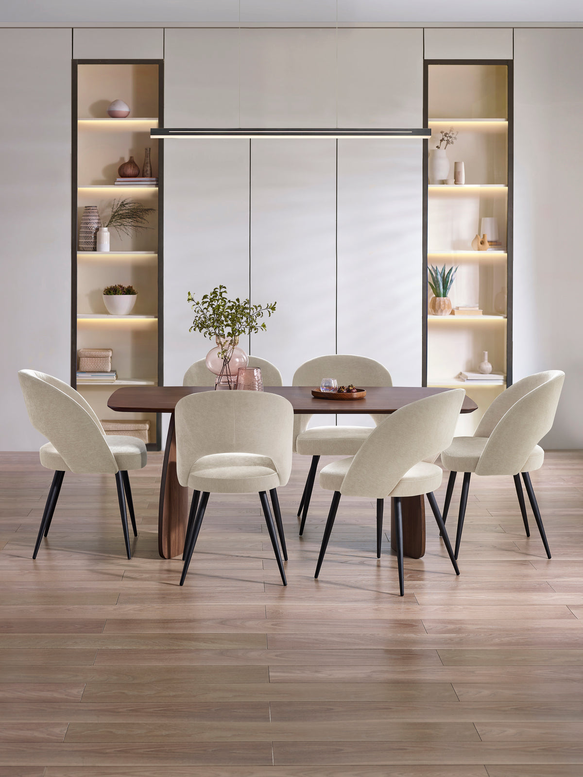 Set Of 2 Ella Dining Chairs – Calico Cream with High Backrest