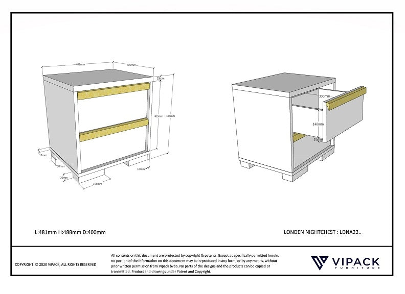 London Bedside Dimensions