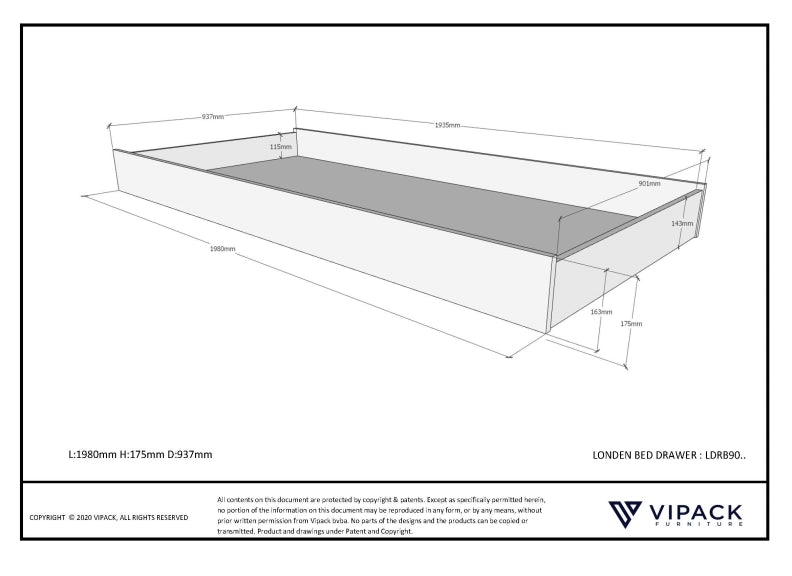London White Drawer - dimensions